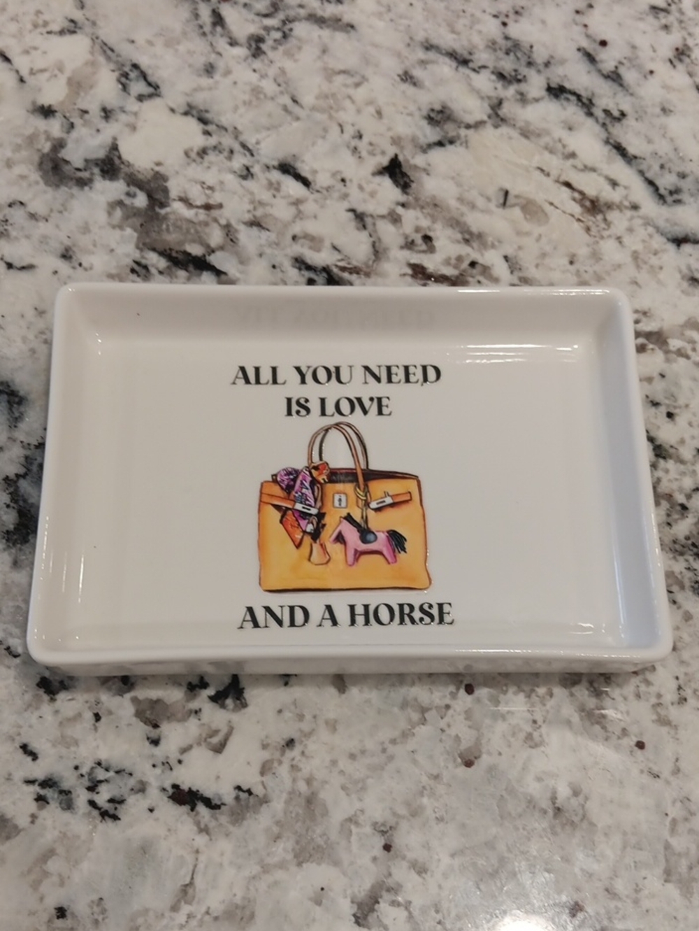 All You Need Is Love And A Horse Trinket Dish - Yellow Bag Graphic
